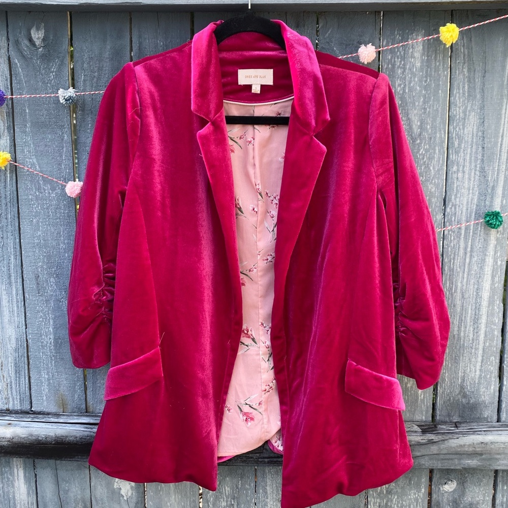 Pink Velvet Rushed Blazer 

Wore for a photoshoot-then one time after that!